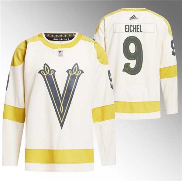 Men%27s Vegas Golden Knights #9 Jack Eichel Cream 2024 Winter Classic Primegreen Stitched Jersey Dzhi
